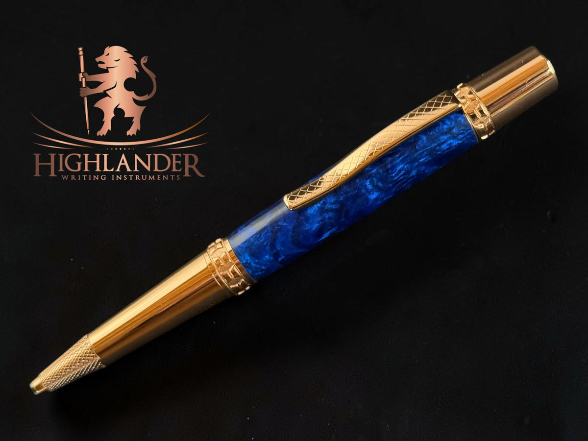 "Deep Sapphire" | Red Gold Ballpoint Pen | Glasgow Collection