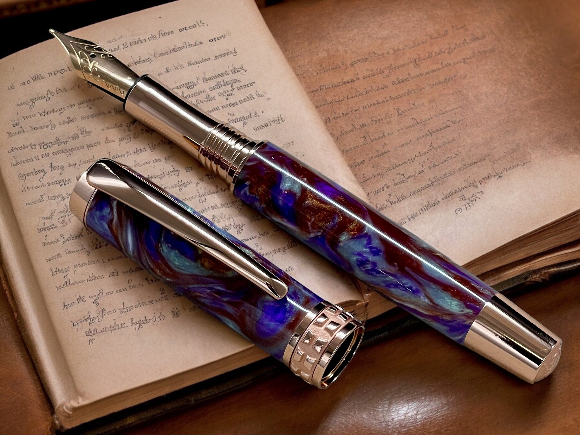 Whimsical “Purple Copper” Rose Gold Fountain Pen, Artisan Handcrafted Writing Instrument. Simple to Use. Handmade in CO USA. One of a Kind - HighlanderPen