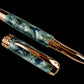 Rose Gold “Narwhals” Handmade Rollerball Pen. One of a Kind, Handcrafted by Highlander Pen in Colorado. Box, Sleeve, & Ink Included. [ML-RB-1213-01]