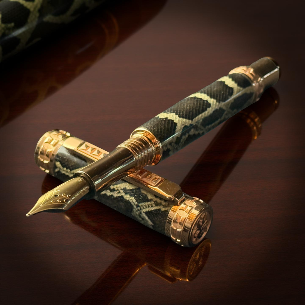 Highlander “Edinburgh” | Red Gold Fountain Pen | Genuine Burmese Python