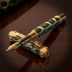 Authentic Burmese Python | Red Gold Edinburgh Model Fountain Pen by Highlander