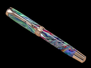 Handcrafted Luxury Rose Gold Fountain Pen, One of a Kind, Handmade in Colorado with Premium Hardware. Ink, Converter, Sleeve & Box Included. - HighlanderPen