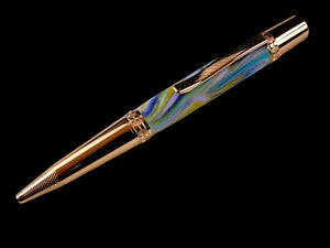 Red Gold “Elegant Swirl" Handmade Glasgow Ballpoint Pen. One of a Kind, Handcrafted by Highlander Pen in CO. Box, Ink, & Sleeve Included. [ML-BP-1123-03]