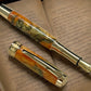 Striking “Orange Gold Swirl” Gold Fountain Pen, Artisan Handcrafted Writing Instrument. Simple to Use. Handmade with Custom Hardware in CO. - HighlanderPen