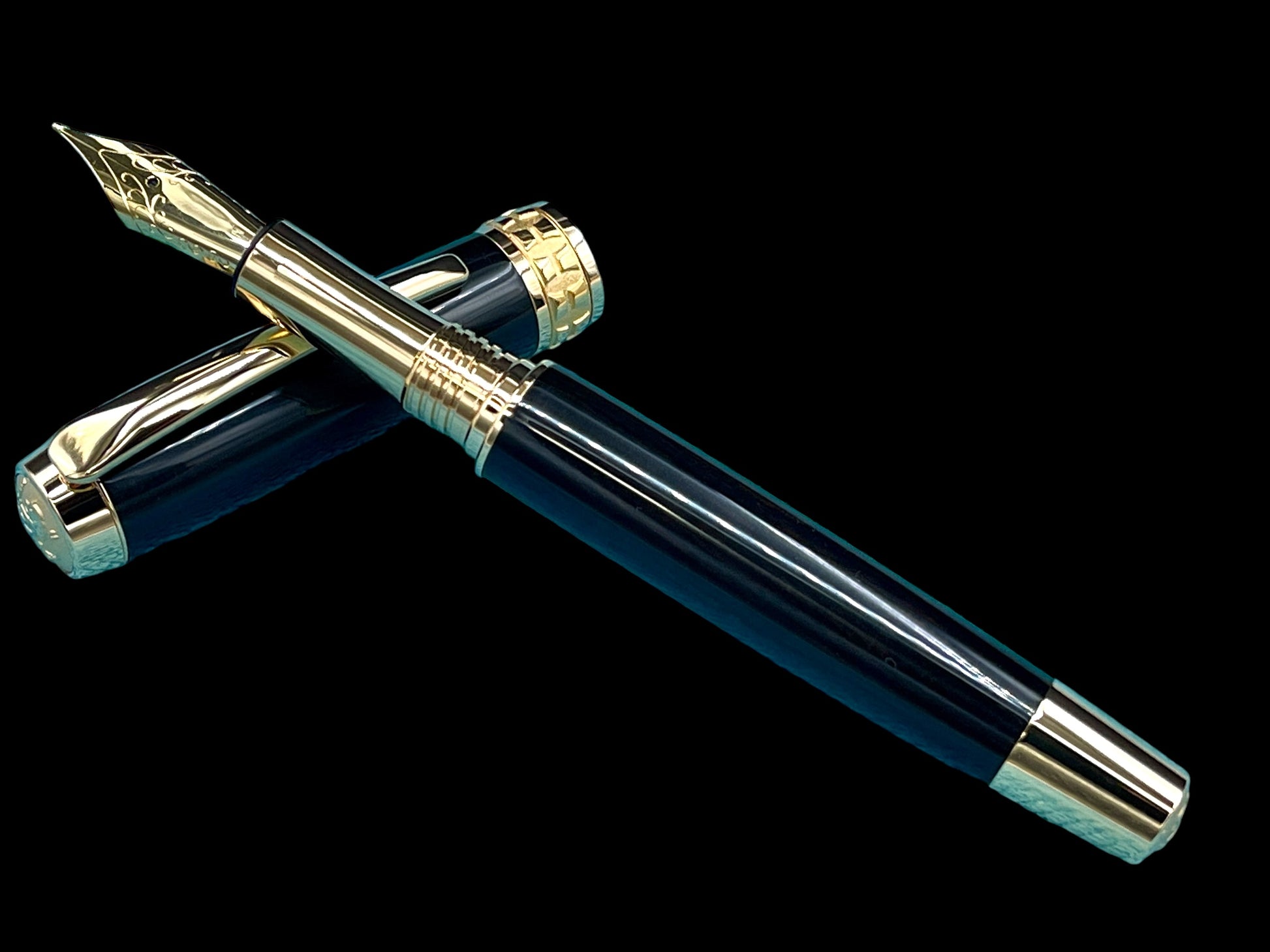 Exotic Gaboon Ebony Wood Handcrafted Luxury Gold Fountain Pen, One of a Kind, Handmade in Colorado. Ink, Converter, Sleeve, & Box Included. - HighlanderPen