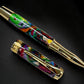 “Whimsical Colors”, One of a Kind Gold SKYE, Handmade Custom Acrylic Rollerball Pen. Artisan Rare & Unique, Completely Handcrafted  in Co, USA - HighlanderPen