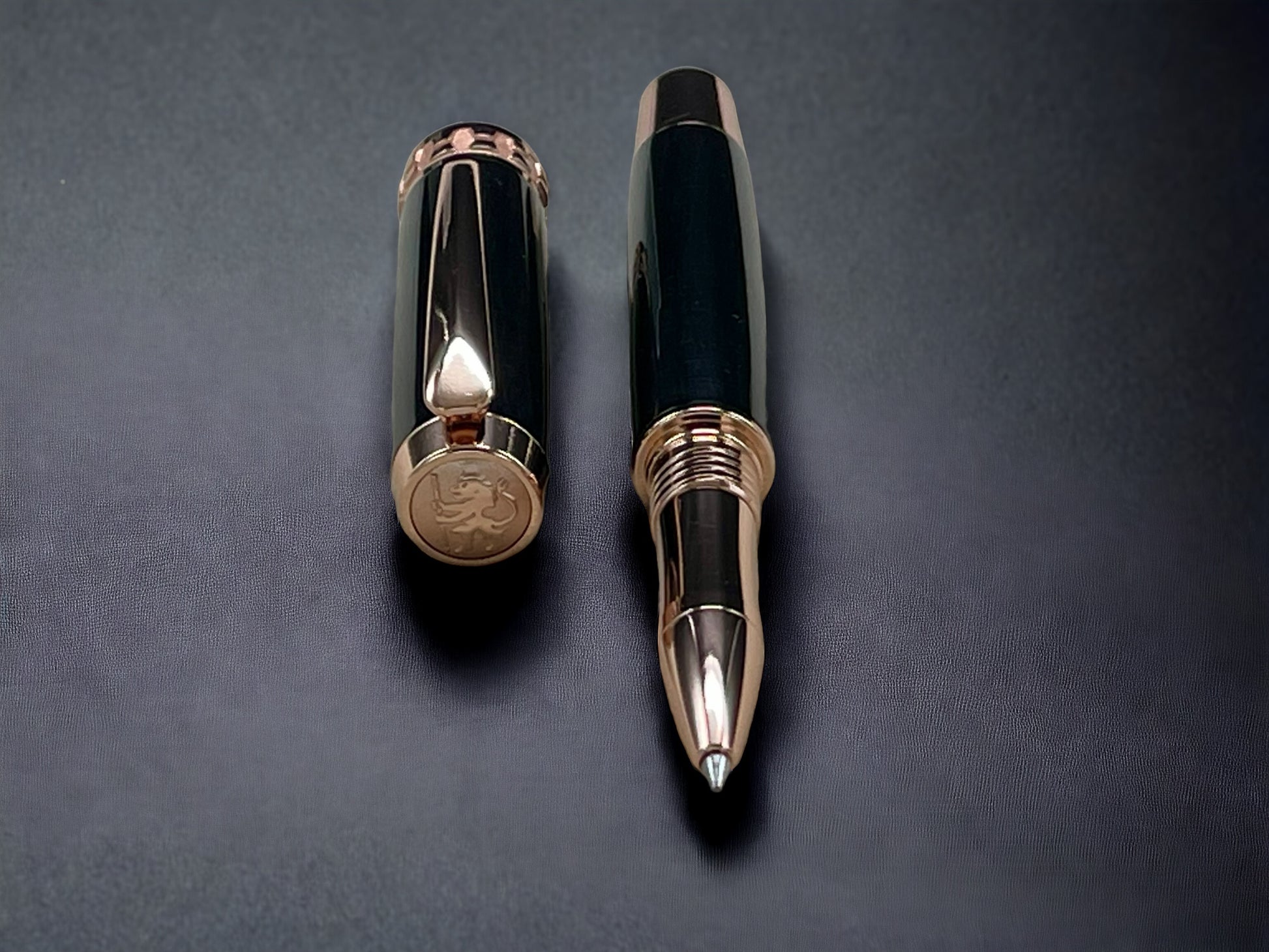 Exotic Gaboon Ebony, One of a Kind, Rose Gold, Handmade Custom Wood Rollerball Pen. Artisan Rare & Unique, Completely Handcrafted  in Co, US - HighlanderPen