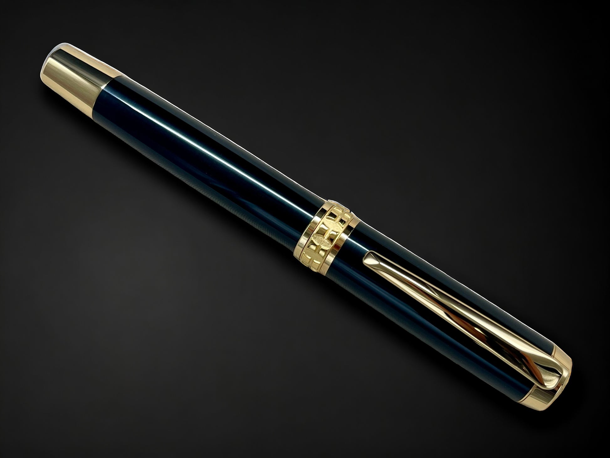 Exotic Gaboon Ebony Gold Rollerball Pen, Artisan Handcrafted Writing Instrument. Handmade Custom in Colorado. One of a Kind. - HighlanderPen