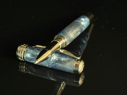 Handmade “Galactic Waterfall” Black Titanium Rollerball Pen by Highlander