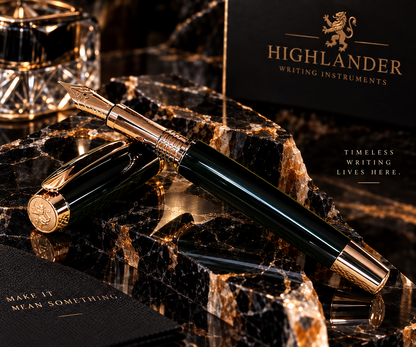 Highlander “Signature Black Onyx” | Red Gold Fountain Pen