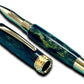 Elegant “Northern Lights” Handcrafted Gold Rollerball Pen, One of a Kind, Handmade in Colorado. Ink, Velvet Sleeve, and Pen Box Included. - HighlanderPen