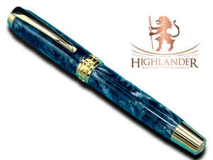 Elegant “Black-Silver” Handcrafted Luxury Gold Fountain Pen, One of a Kind, Handmade in Colorado. Ink, Converter, Sleeve, & Box Included. - HighlanderPen