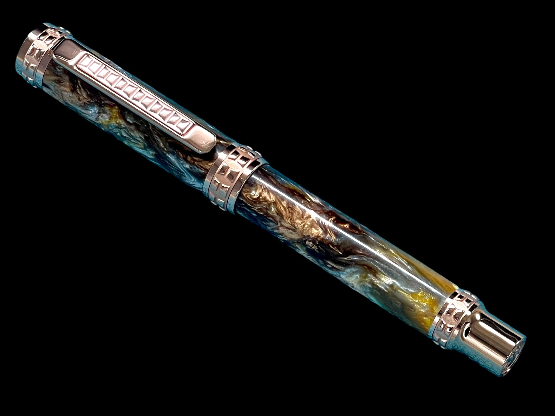 Highlander Edinburgh “Molten Metals” Rose Gold Fountain Pen, One of a Kind, Handcrafted in CO. Ink, Converter, Pen Sleeve, & Box Included. - HighlanderPen