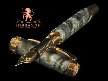 Smoky Quartz | Red Gold Fountain Pen | Elegant Writing Gift