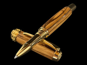 Certified Exotic Bethlehem Olivewood | Gold Rollerball Pen | Highlander Collection