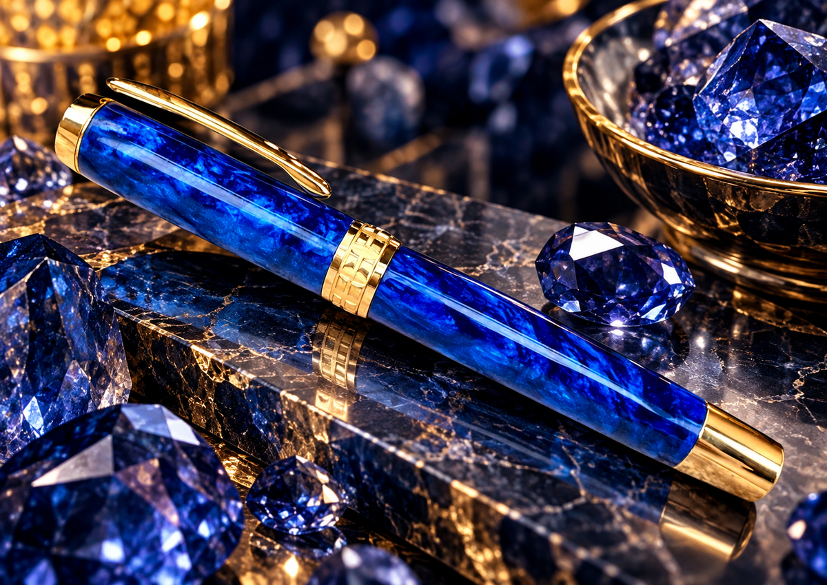 “Deep Sapphire” | Gold Rollerball Pen | Highlander Collection
