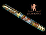 Striking “Molten Metals” Handcrafted Luxury Gold Fountain Pen, One of a Kind, Handmade in CO. Ink, Converter, Sleeve, & Box Included. - HighlanderPen