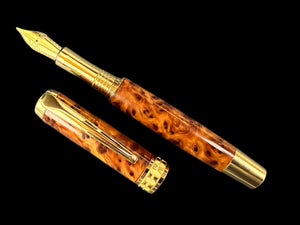 Exotic Thuya Burl Wood Gold Fountain Pen