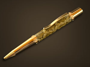 Authentic Diamondback Rattlesnake | Red Gold Highlander Ballpoint Pen - The Ultimate Gift