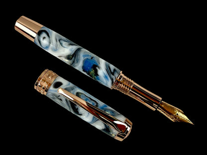 Rose Gold Elegant Handmade Fountain Pen, One of a Kind, Handcrafted in CO by Highlander Pen. Ink, Converter, Pen Sleeve & Box Included. [ML-FP-11017-01]