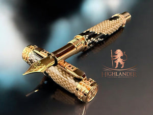 Edinburgh Authentic Reticulated Python Red Gold Fountain Pen ML-FP-0303-01