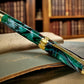 Elegant “Green & Bronze Swirl" Gold Rollerball Pen, Artisan Handcrafted Writing Instrument. Handmade Custom in Colorado. One of a Kind. - HighlanderPen