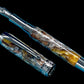 Striking “Molten Metals” Black Titanium Fountain Pen, Artisan, One of a Kind, Handmade in CO. Pen Box, Sleeve, Converter & Ink Included. - HighlanderPen