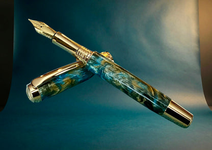 Emerald Tides | Gold Fountain Pen