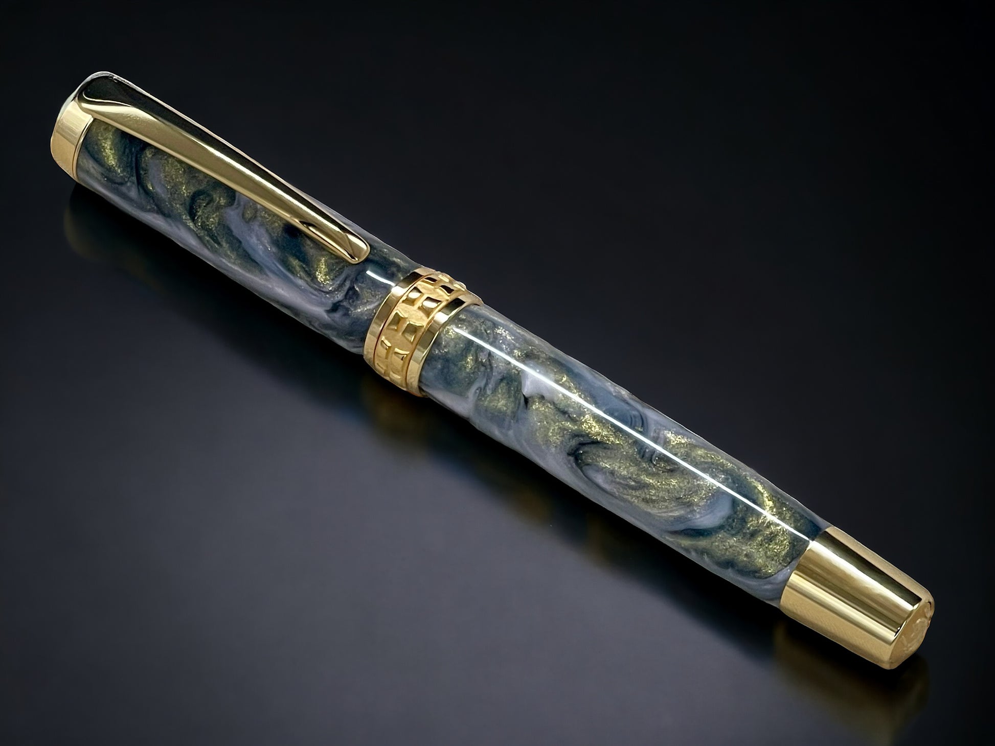 Lavender Swirl, One of a Kind, Handmade Custom Gold “SKYE” Fountain Pen. Artisan Rare & Unique, Completely Handcrafted  in Colorado, USA - HighlanderPen