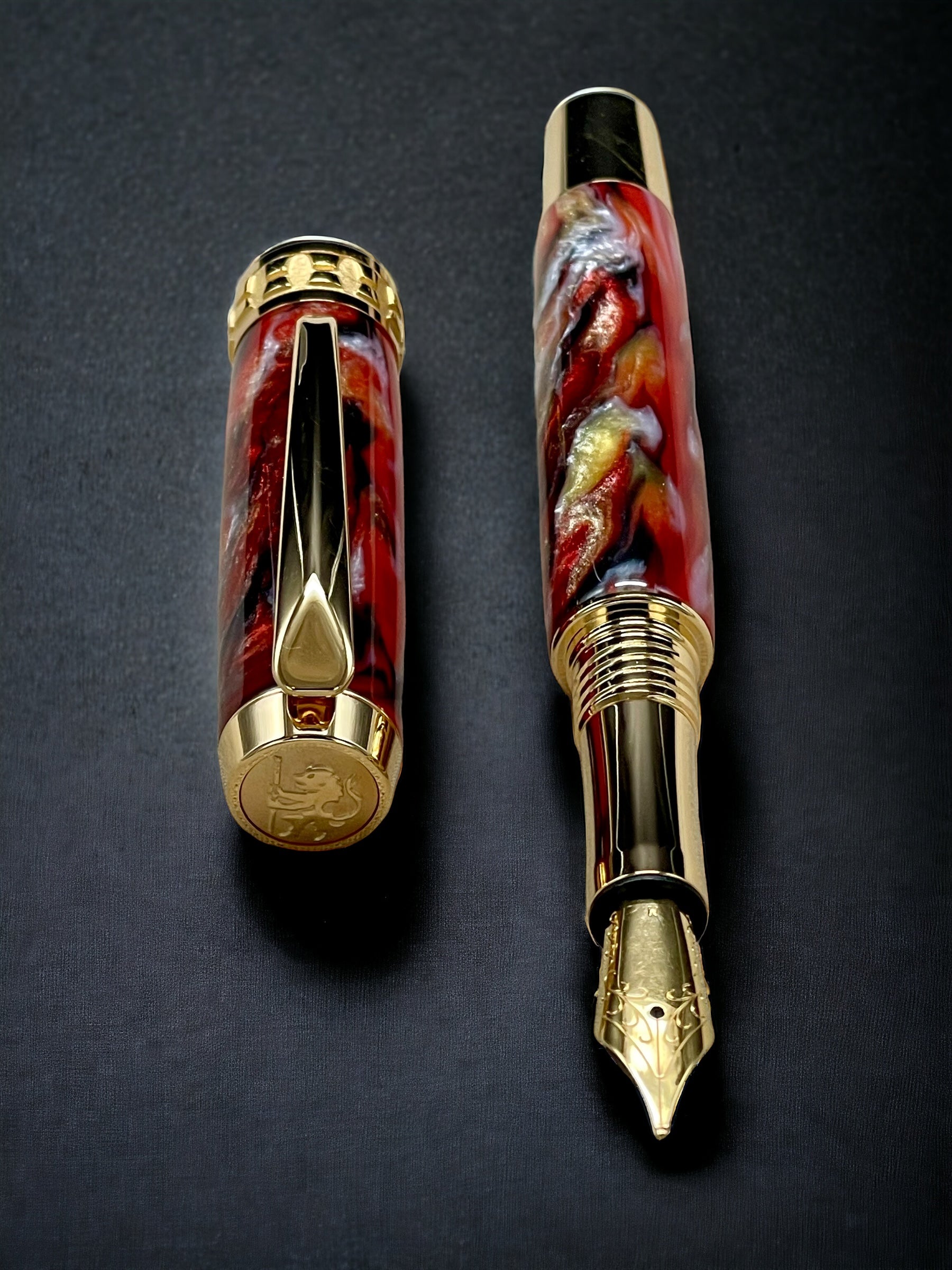 Gold Fountain Pen, Artisan Handcrafted Writing Instrument. Simple to Use. Handmade with Custom Hardware in Colorado, “Italian Sportscar” - HighlanderPen