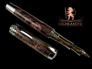 Black Titanium “Galactic Shift” Handmade Fountain Pen, Handcrafted in Colorado. Ink, Converter, Box & Sleeve Included. By Highlander Pen. [ML-FP-1212-03]