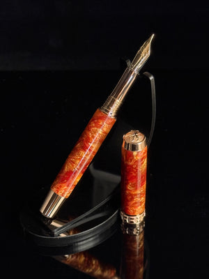 Crownfire – Red Gold Fountain Pen | Handmade by Highlander