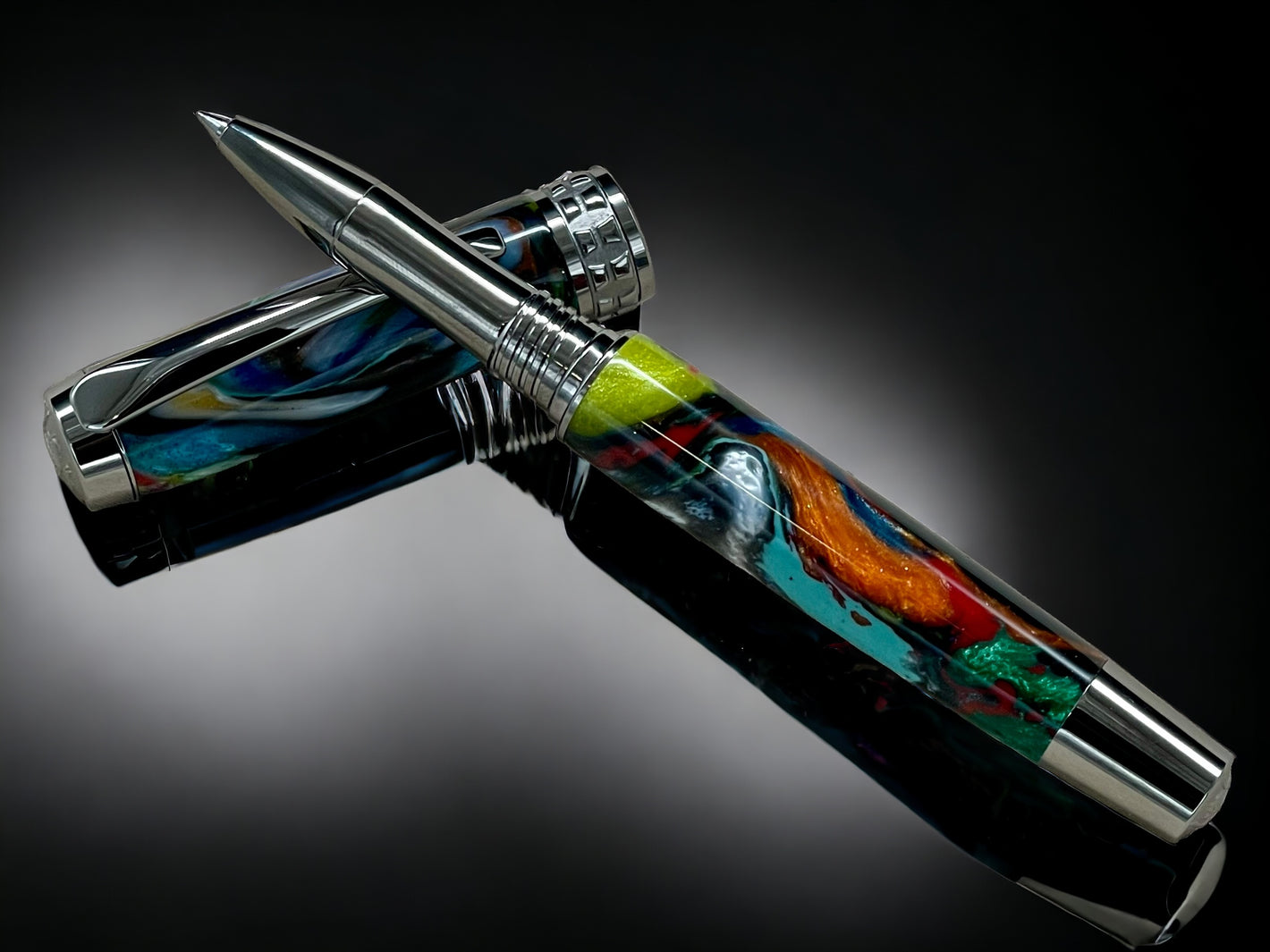 Black Titanium Rollerball Pen, Artisan Handcrafted Writing Instrument. Handmade with Custom Hardware in Colorado. One of a Kind. - HighlanderPen