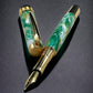 “Emerald Swirl”, One of a Kind, Handmade Custom Gold “SKYE” Fountain Pen. Artisan Rare & Unique, Completely Handcrafted  in Colorado, USA - HighlanderPen