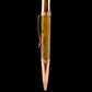 Rose Gold Exotic Figured Camphor Handmade Glasgow Ballpoint Pen. One of a Kind, Handcrafted by Highlander Pen. Box, Ink, & Sleeve Included. [ML-BP-1209-04]