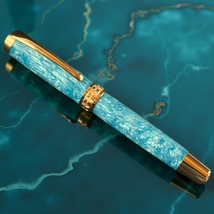 “Aquamarine” |  Red Gold Fountain Pen | Highlander Collection