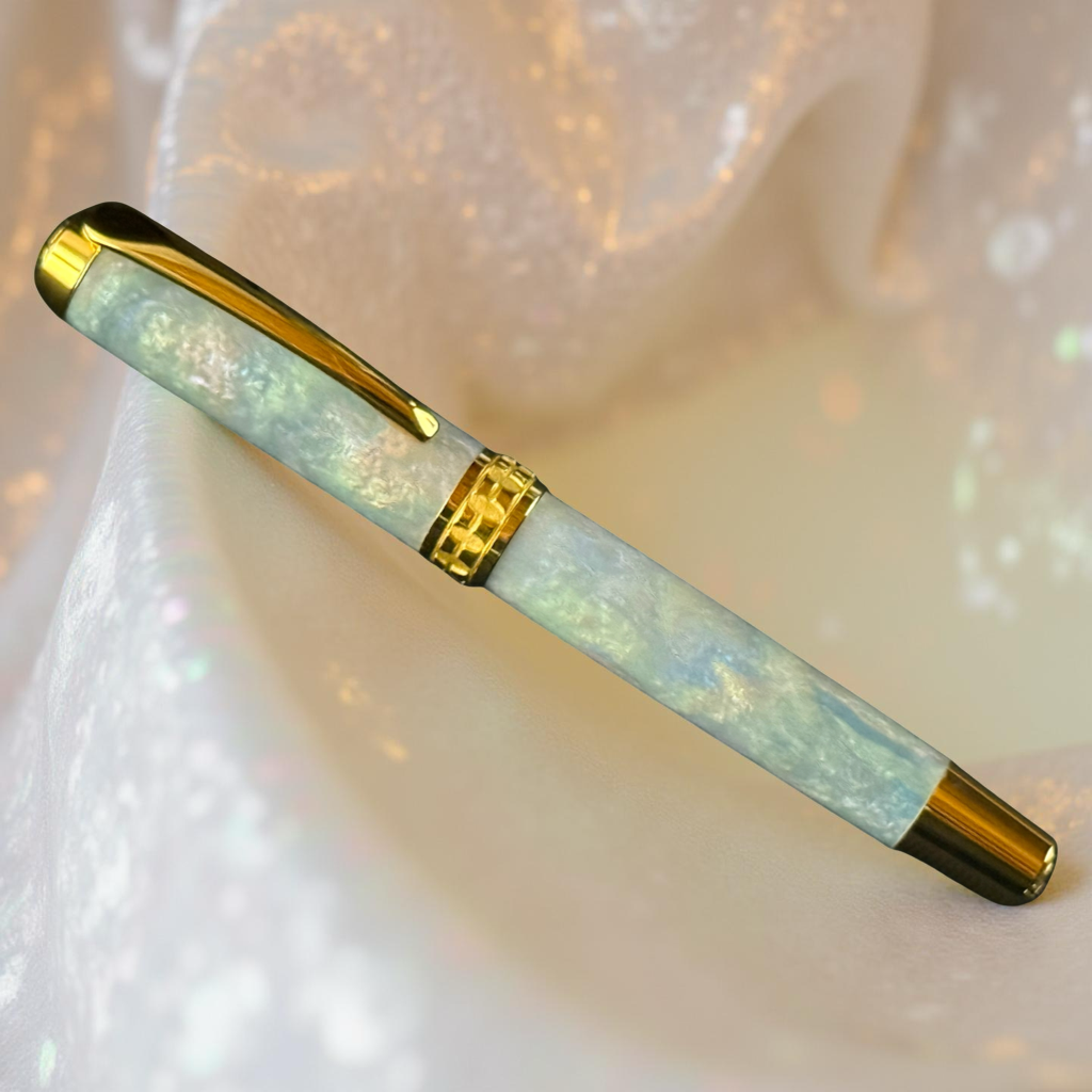 Sapphire Opal | Gold Rollerball Pen | Handcrafted by Highlander