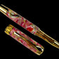 Gold “Tickled Pink” Handmade Rollerball Pen, One of a Kind, Handcrafted in CO. Ink, Velvet Sleeve, and Pen Box Included, By Highlander Pen. [ML-RB-1201-03]