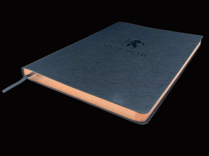 B5 black journal with red gold gilded edges