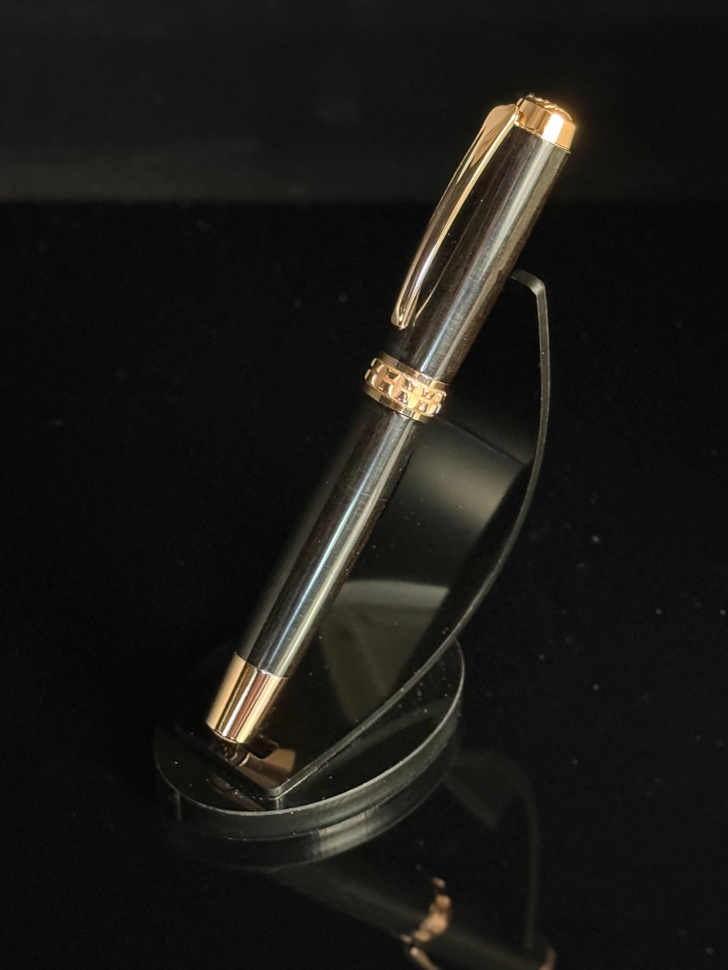 Exotic African Gaboon Ebony Wood | Red Gold Rollerball Pen | Highlander Collection