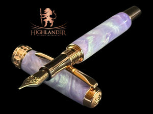 Red Gold “Amethyst Opal” Handcrafted Highlander Fountain Pen - Perfect Gift