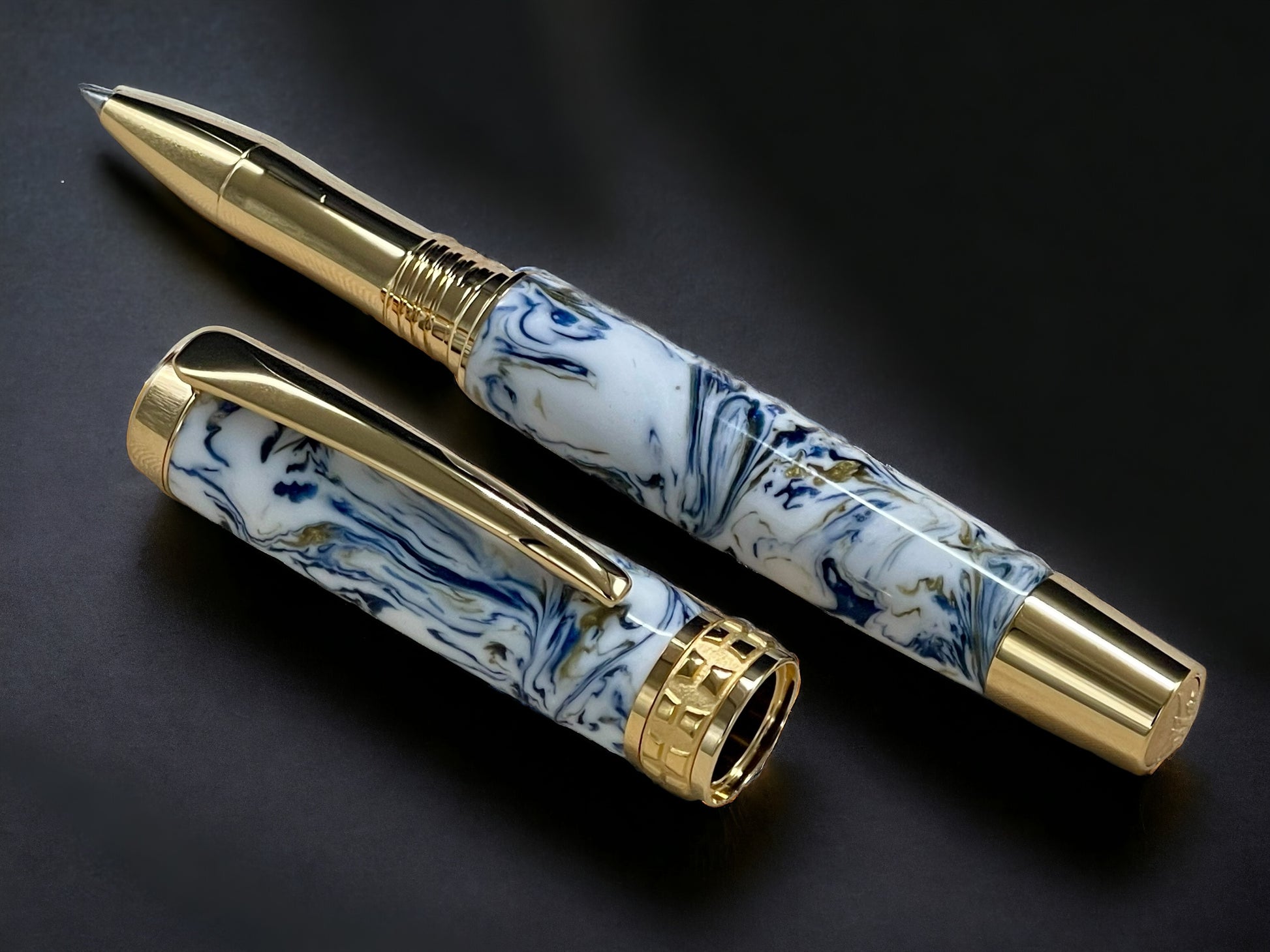 Ming Dynasty, One of a Kind Gold Highlander SKYE Handmade Custom Acrylic Rollerball Pen. Artisan Rare & Unique, Completely Handcrafted in CO - HighlanderPen