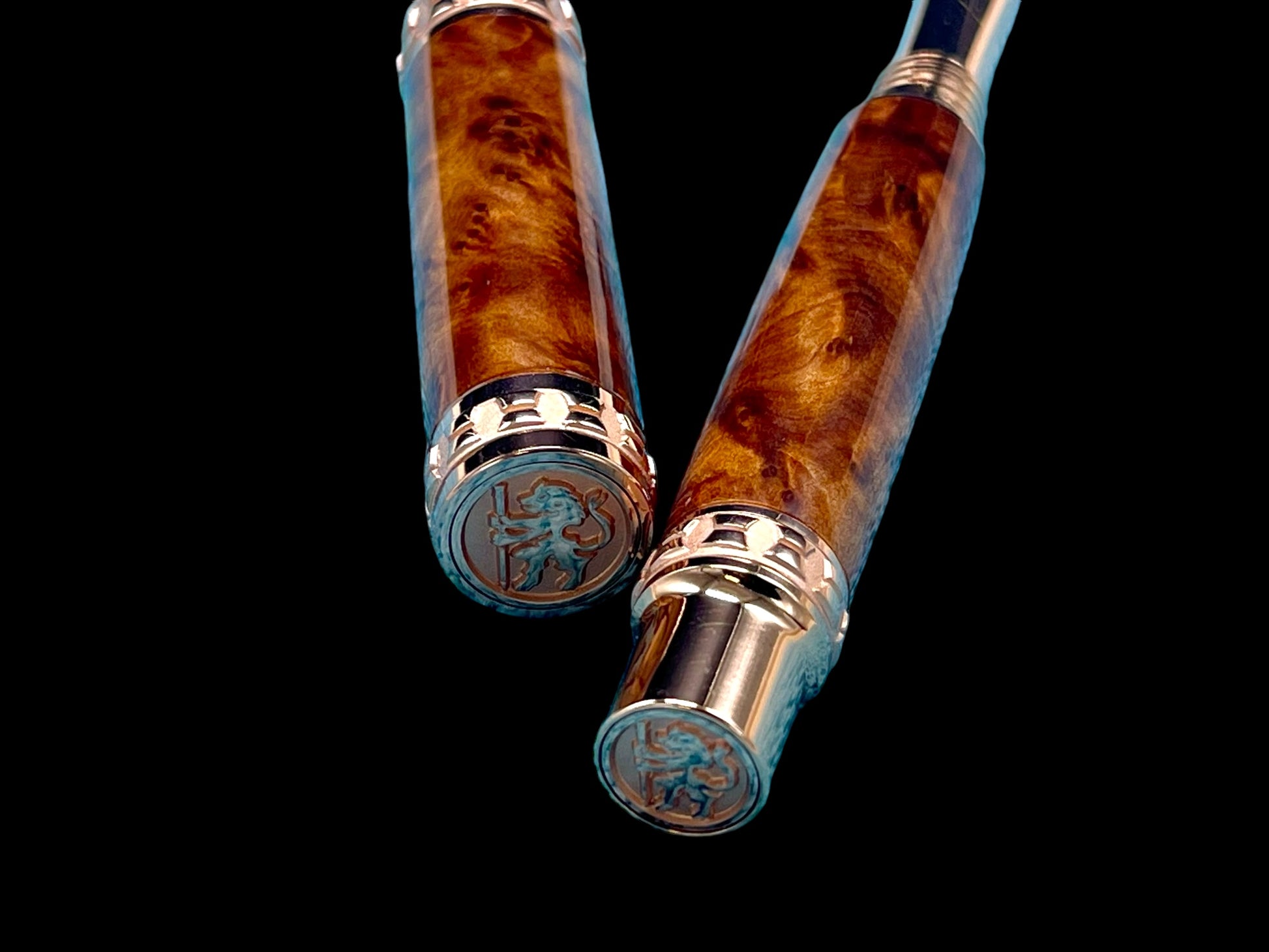 Highlander Edinburgh Exotic Thuja Burl Wood Rose Gold Fountain Pen, Handcrafted in CO. Ink, Converter, Pen Sleeve, & Box Included. - HighlanderPen