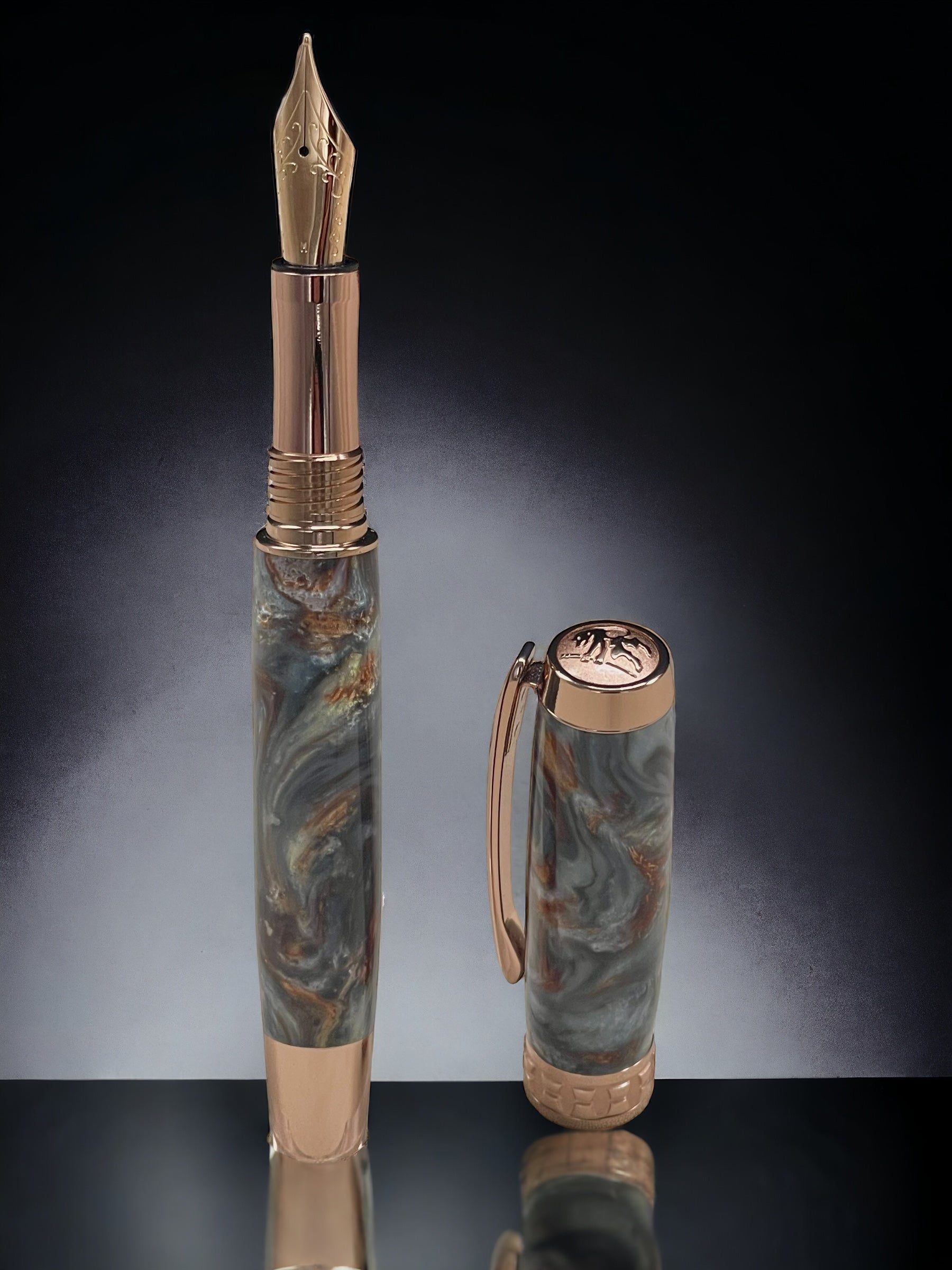 “Molten Metals” One of a Kind, Rose Gold, Handmade Custom Fountain Pen. Artisan Rare & Unique, Completely Handcrafted in Colorado, USA - HighlanderPen