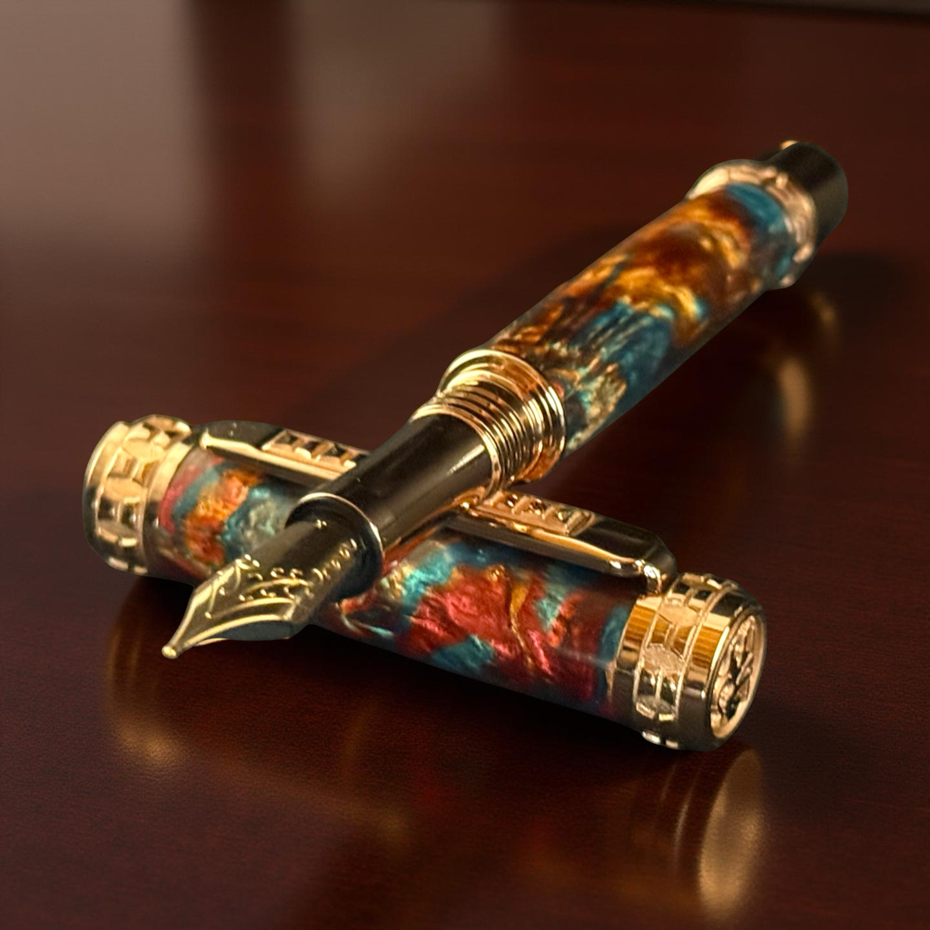 Edinburgh Dragon Skin | Red Gold Fountain Pen | Handcrafted Luxury by Highlander
