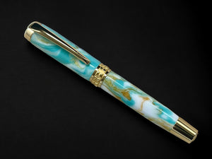 Golden Sky, One of a Kind, Handmade Custom Gold Fountain Pen. Custom, Artisan Rare & Unique, Completely Handcrafted  in Colorado. - HighlanderPen