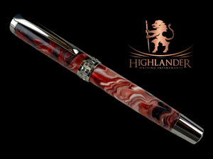 Black Titanium “Up in Smoke” Handmade Rollerball Pen. One of a Kind. Handcrafted in CO. Ink, Box & Sleeve Included, by Highlander Pen. [ML-RB-1201-01]