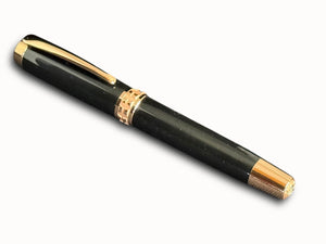Highlander “Signature Black Onyx” | Red Gold Rollerball Pen | Handcrafted Black Resin