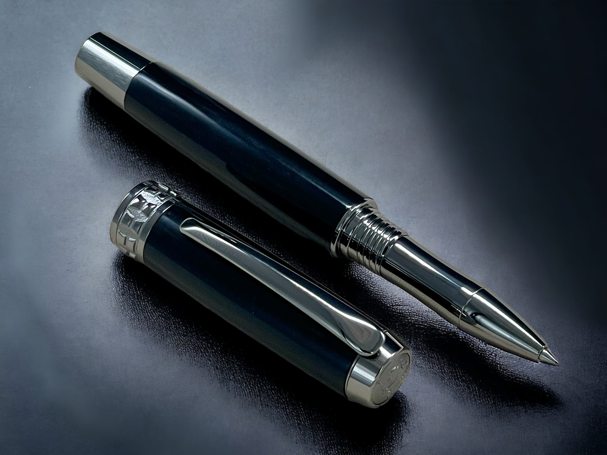 Exotic Gaboon Ebony, One of a Kind, Handmade Custom Black Titanium Rollerball Pen. Artisan Rare & Unique, Handcrafted in CO. - HighlanderPen