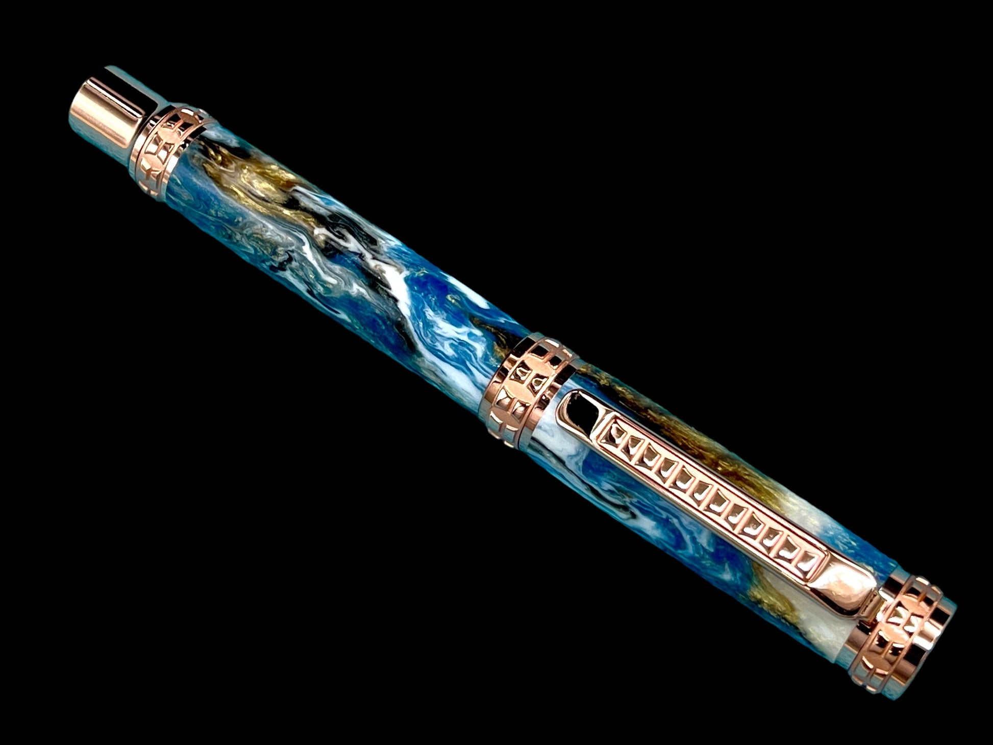 Highlander Edinburgh Luxury Rose Gold Fountain Pen, One of a Kind, Handcrafted in CO. Ink, Converter, Pen Sleeve, & Box Included. [ML-FP-1004-01] - HighlanderPen